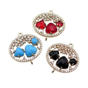 copper circle connector pave Cat Eye Crystal, gold plated, mixed, approx 27-33mm [FD11465]