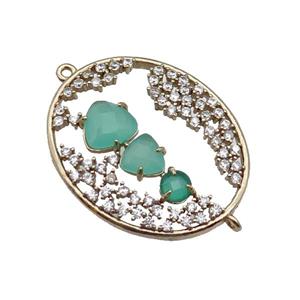 copper oval connector pave green Cat Eye Crystal, gold plated, approx 27-33mm [FD11469]