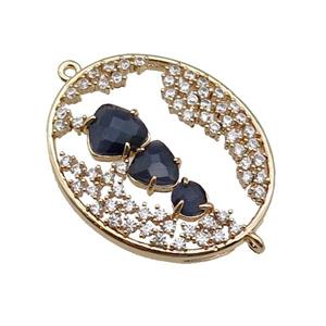 copper oval connector pave inkblue Cat Eye Crystal, gold plated, approx 27-33mm [FD11474]