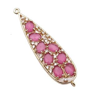 copper teardrop connector pave hotpink Cat Eye Crystal, gold plated, approx 14-48mm [FD11491]