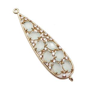 copper teardrop connector pave lt.green Cat Eye Crystal, gold plated, approx 14-48mm [FD11497]