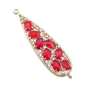 copper teardrop connector pave ruby Cat Eye Crystal, gold plated, approx 14-48mm [FD11501]