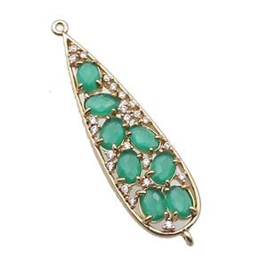 copper teardrop connector pave green Cat Eye Crystal, gold plated, approx 14-48mm [FD11503]