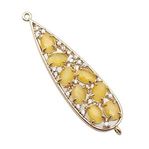 copper teardrop connector pave yellow Cat Eye Crystal, gold plated, approx 14-48mm [FD11504]