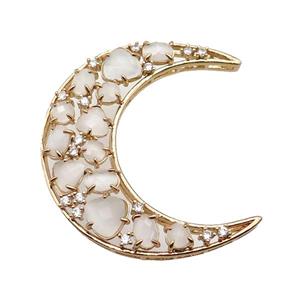 copper Moon pendant pave white Cat Eye Crystal, gold plated, approx 45-50mm [FD11524]