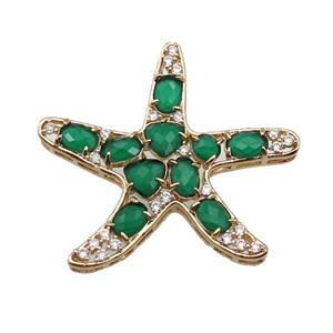 copper Star pendant pave dp.green Cat Eye Crystal, gold plated, approx 40mm [FD11540]
