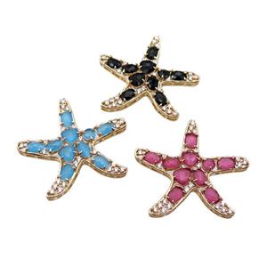 copper Star pendant pave Cat Eye Crystal, gold plated, mixed, approx 40mm [FD11543]