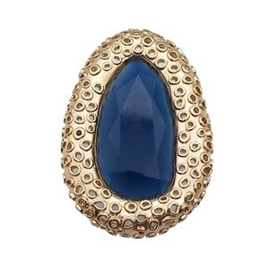 copper oval beads pave darkblue Cat Eye Crystal, gold plated, approx 31-46mm [FD11547]