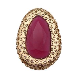 copper oval beads pave hotpink Cat Eye Crystal, gold plated, approx 31-46mm [FD11549]