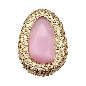 copper oval beads pave pink Cat Eye Crystal, gold plated, approx 31-46mm [FD11550]