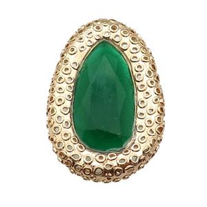 copper oval beads pave green Cat Eye Crystal, gold plated, approx 31-46mm [FD11552]