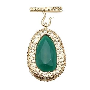 copper oval pendant pave green Cat Eye Crystal, gold plated, approx 30-45mm, 20-27mm [FD11564]