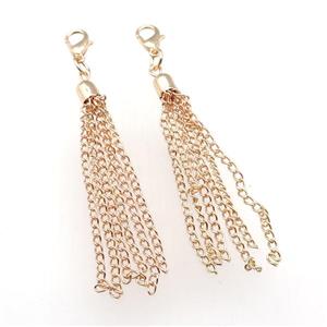 Iron Chain Tassel Pendant, rose gold, approx 70mm length [FD11600]