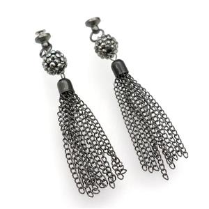 Iron Chain Tassel Pendant, black plated, approx 14mm, 100mm length [FD11606]