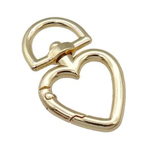 Alloy Carabiner Clasp, heart, gold plated, approx 26-40mm [FD11616]