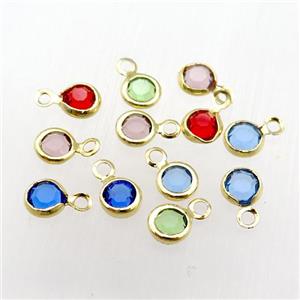 Crystal Glass pendant, mixed color, gold plated, approx 5mm dia [FD11625]