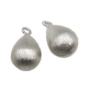 copper Brushed pendant, teardrop, platinum plated, approx 10-15mm [FD11630]
