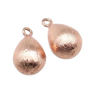 copper Brushed pendant, teardrop, rose gold, approx 10-15mm [FD11631]