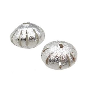 copper pumpkin Corrugated Beads, silver plated, approx 9x12mm [FD11633]