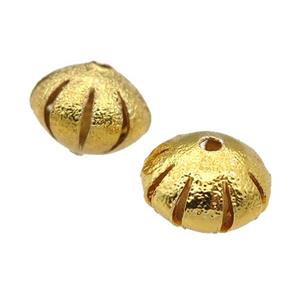 copper pumpkin Corrugated Beads, gold plated, approx 9x12mm [FD11634]