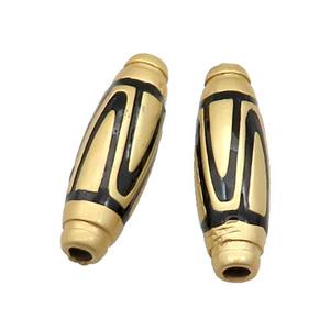 Copper Rice Beads Black Enamel Duck Gold, approx 10-30mm [FD11669]