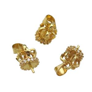 Copper Crown Bail Pave Zircon Gold Plated, approx 8-10mm [FD11678]