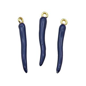Copper Capsicum Pendant With Blue Enamel Gold Plated, approx 22mm [FD11680-L]