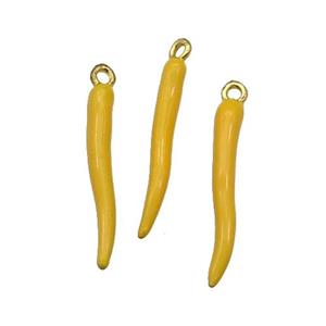 Copper Capsicum Pendant With Yellow Enamel Gold Plated, approx 22mm [FD11681-L]