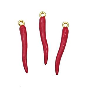 Copper Capsicum Pendant With Red Enamel Gold Plated, approx 22mm [FD11682-L]
