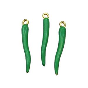 Copper Capsicum Pendant With Green Enamel Gold Plated, approx 15mm [FD11683-S]