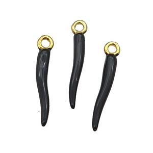 Copper Capsicum Pendant With Black Enamel Gold Plated, approx 15mm [FD11684-S]