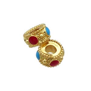 Copper Heishi Spacer Beads Enamel Gold Plated, approx 7mm, 2.5mm hole [FD11685]
