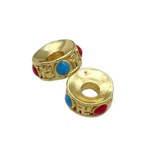 Copper Heishi Spacer Beads Enamel Gold Plated, approx 8mm, 3mm hole [FD11686]