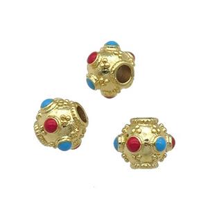 Copper Spacer Round Beads Enamel Gold Plated, approx 9mm, 2.5mm hole [FD11691]