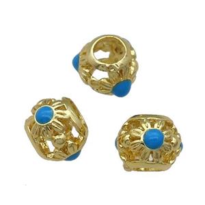 Copper Spacer Rondelle Beads Enamel Gold Plated, approx 9.5mm, 5mm hole [FD11694]