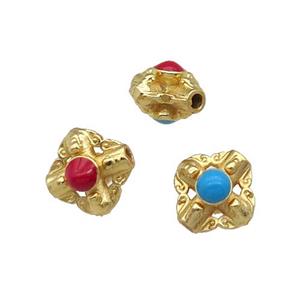 Copper Spacer Beads Enamel Gold Plated, approx 11mm, 1.8mm hole [FD11696]
