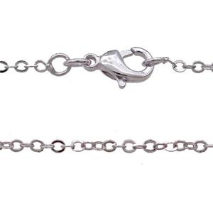 Copper Necklace Chain Unfaded Platinum Plated, approx 1.5x2mm, 42cm length [FD11709-M]