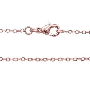 Copper Necklace Chain Unfaded Rose Gold, approx 2x2.5mm, 42cm length [FD11711-L]