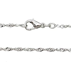 Copper Necklace Chain Unfaded Platinum Plated, approx 1.6mm, 42cm length [FD11715]