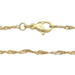 Copper Necklace Chain Unfaded Gold Plated, approx 1.6mm, 42cm length [FD11716]