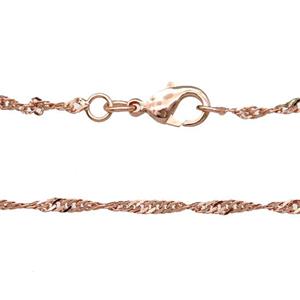 Copper Necklace Chain Unfaded Rose Gold, approx 1.6mm, 42cm length [FD11717]