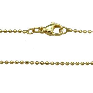 Copper Necklace Ball Chain Unfaded Gold Plated, approx 1.2mm, 42cm length [FD11719]