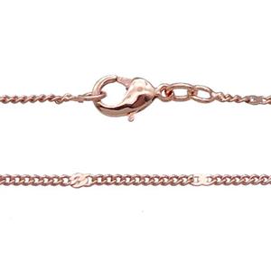 Copper Necklace Curb Chain Unfaded Rose Gold, approx 1.2mm, 42cm length [FD11729]