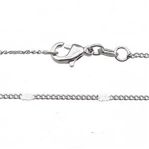 Copper Necklace Chain Unfaded Platinum Plated, approx 1.2mm, 42cm length [FD11730]