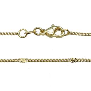 Copper Necklace Curb Chain Unfaded Gold Plated, approx 1.2mm, 42cm length [FD11731]
