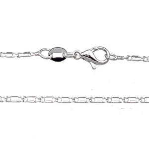 Copper Necklace Chain Unfaded Platinum Plated, approx 1.6x5.5mm, 42cm length [FD11736]