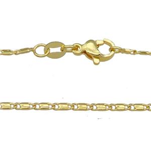 Copper Necklace Chain Unfaded Gold Plated, approx 1.6x5.5mm, 42cm length [FD11737]