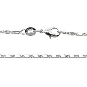 Copper Necklace Chain Unfaded Platinum Plated, approx 1.6x5.5mm, 42cm length [FD11739]
