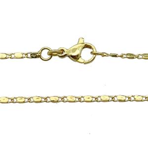 Copper Necklace Chain Unfaded Gold Plated, approx 1.6x5.5mm, 42cm length [FD11740]