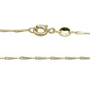 Copper Necklace Chain Unfaded Gold Plated, approx 1x6mm, 42cm length [FD11743]